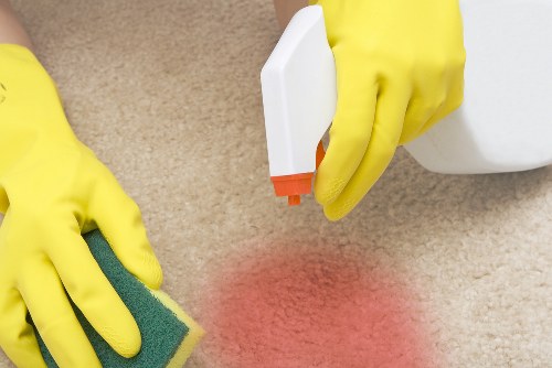 Office cleaning team maintaining a Docklands workplace reception area