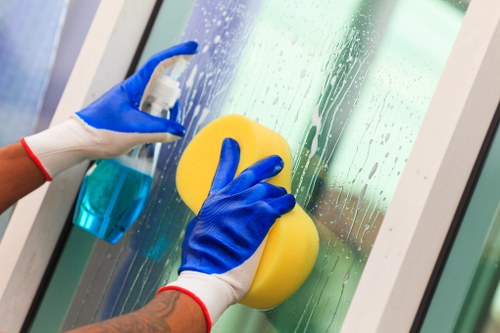 Professional home cleaners preparing a modern Docklands apartment for cleaning