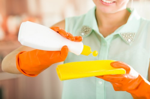 Deep cleaning service for a Docklands kitchen with polished counters and appliances