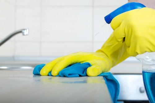 Technician applying deep cleaning to carpet in a Docklands apartment